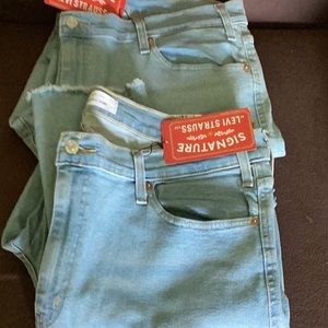2-PAIRS LEVI’s HERITAGE HIGH RISE SKINNY RAW HEM JEANS